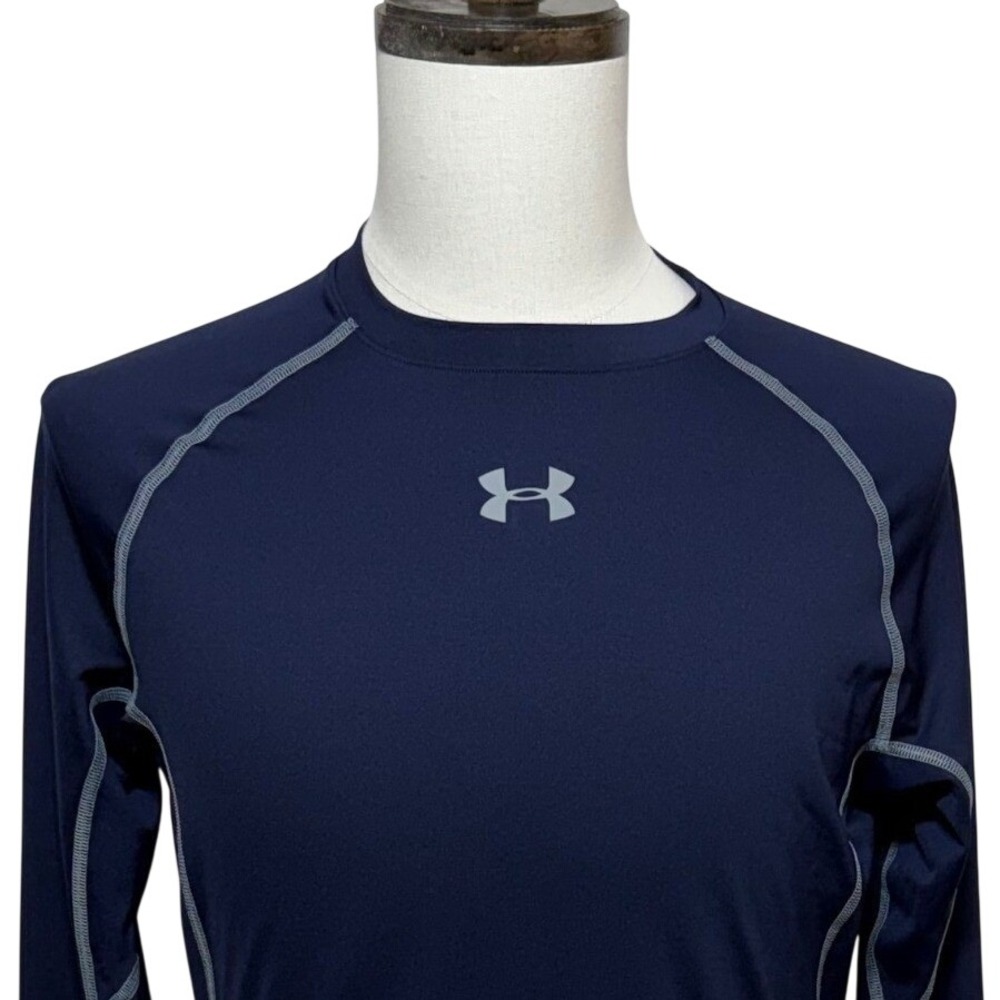 Under Armour Shirt Men XL Blue HeatGear Compression Pullover Stretch Long Sleeve